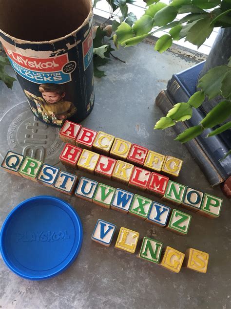 Vintage Playskool Wood Letter Blocks Milton Bradley Vintage Etsy