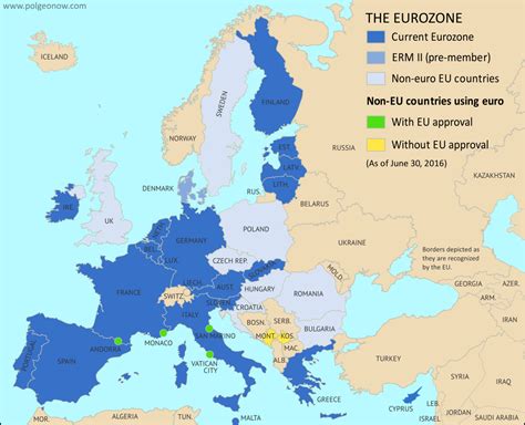 Which Countries Use The Euro Map Of The Eurozone Political