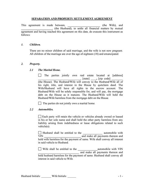 Official Separation Agreement Templates Letters Forms ᐅ TemplateLab