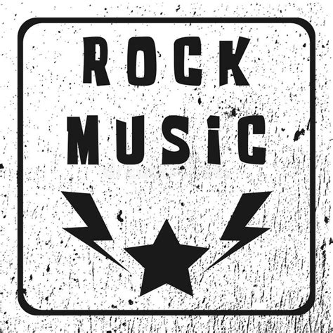 Text Of Rock Music A Star With Lightning Grunge Background Fr Stock