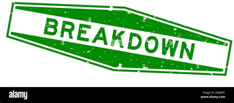 Grunge Green Breakdown Word Hexagon Rubber Seal Stamp On White
