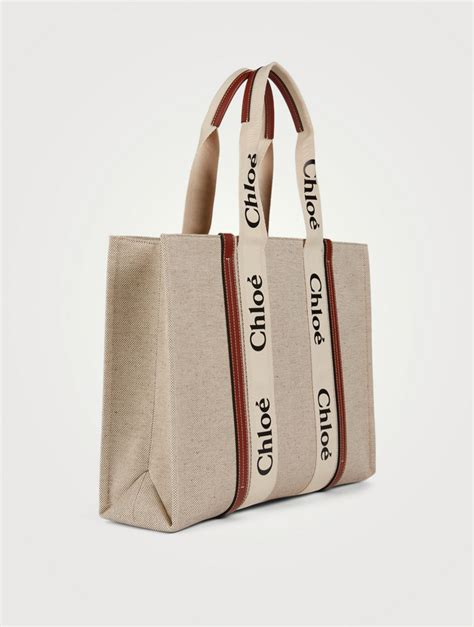 ChloÉ Large Woody Canvas Tote Bag Holt Renfrew Canada