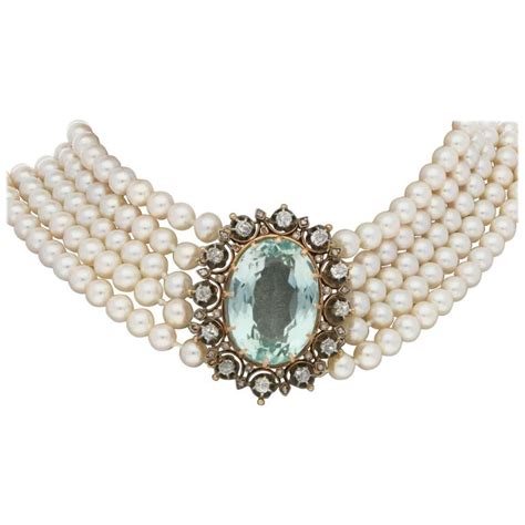 victorian 1860s aquamarine diamond and pearl necklace at 1stdibs 1860s jewelry victorian