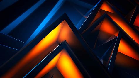 Blue Orange Red Shades Shapes Light Triangles Abstraction Wallpaper