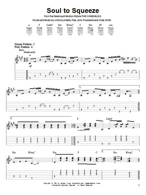 Soul To Squeeze By Red Hot Chili Peppers Easy Guitar Tab Guitar Instructor