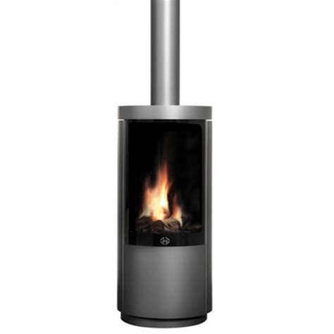 Circo Curved Freestanding Gas Fire From Dru With Classic Log Fire