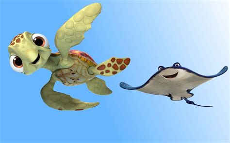 Finding Nemo Mr Ray And Crush Characters Finding Dory Crush Turtle Mr Ray 720p Wallpaper