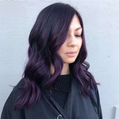 Dark Purple Hair Color Light Purple Hair Purple Balayage Black Hair With Highlights Hair