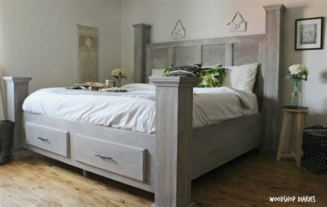 Detailed step by step plans to help you build your own diy farmhouse bed in queen size. DIY Farmhouse Storage Bed--Free Woodworking Plans and ...