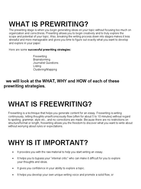 pre writing techniques pdf brainstorming essays