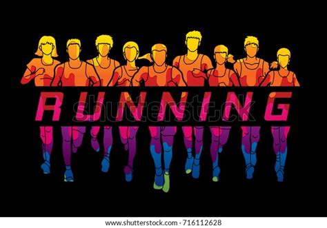 marathon runners group people running men stock vector royalty free 716112628 shutterstock