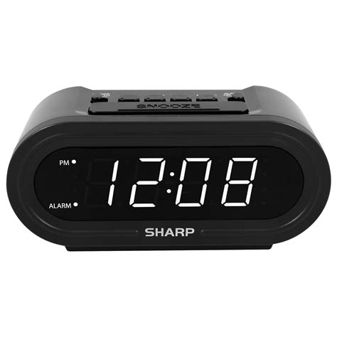 Sharp Digital Alarm Clock Accuset Automatic Set 9in White Led Display
