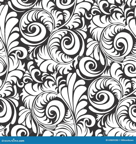Batik Pattern Seamless Floral Background Vector Illustration Stock