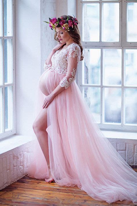 Romantic 34 Sleeves Pink Long Pregnant Prom Dress Beautiful Prom