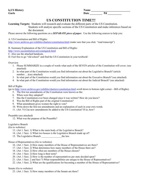 B Us Constitution Homework Study Guide 11