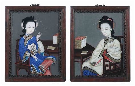 A Pair Of Chinese Reverse Glass Paintings 19th Century Christies