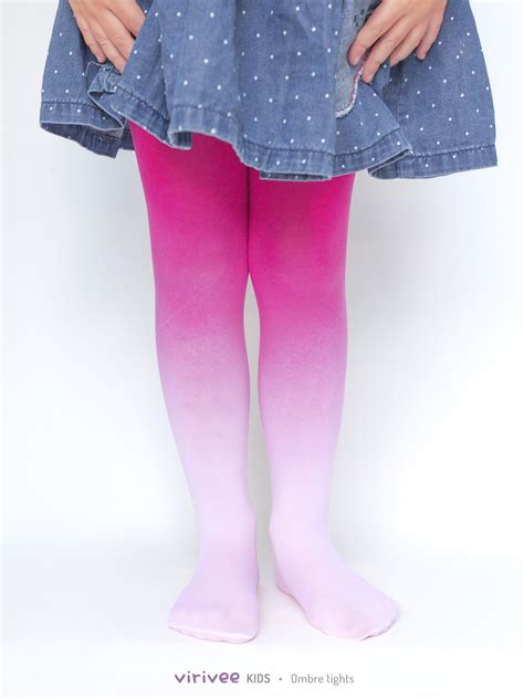 Girls Ombre Tights Pale Pink Hot Pink Virivee Tights Unique Tights