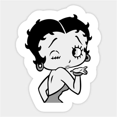 Betty Boop Kiss Black And White Betty Boop Kiss Wink Autocollant