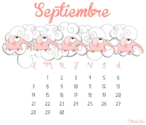 Pitis And Lilus Calendario Imprimible Y Fondo Pantalla Septiembre 2015