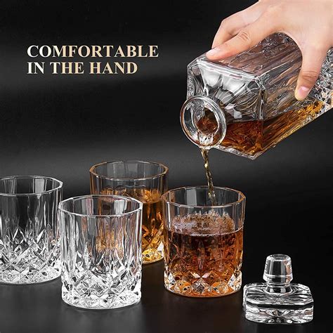 Buy Whiskey Decanter Set Enstia 7 Piece Italian Crafted Glass Decanter And Whisky Glasses Set