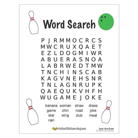 Free Word Search Worksheets For 1st Grade Golden Kids Learning