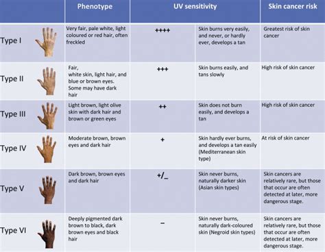 Skin Type Chart A Numerical Classification Scheme For The Colour Of