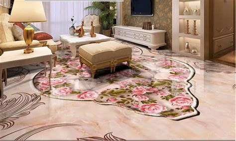 Waterproof bathroom vinyl flooring boast of creative designs and shapes that promote easy installation, repair, and replacement. custom 3d flooring European style marble wallpapers 3d ...