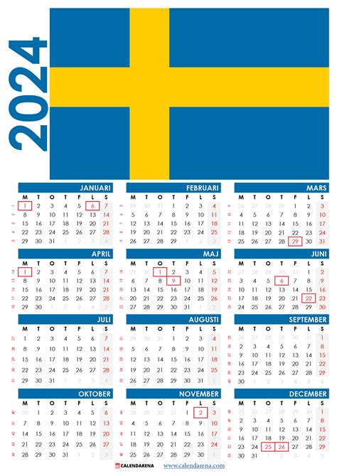 Kalender Sverige 2024 Med Veckor By Calendarena Dec 2023 Medium