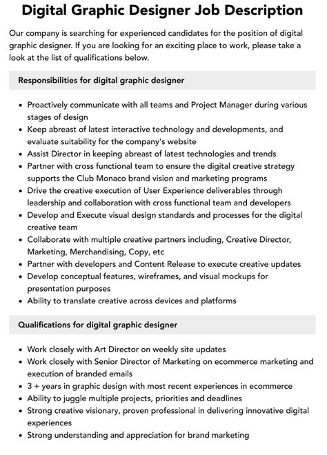 Digital Graphic Designer Job Description Velvet Jobs