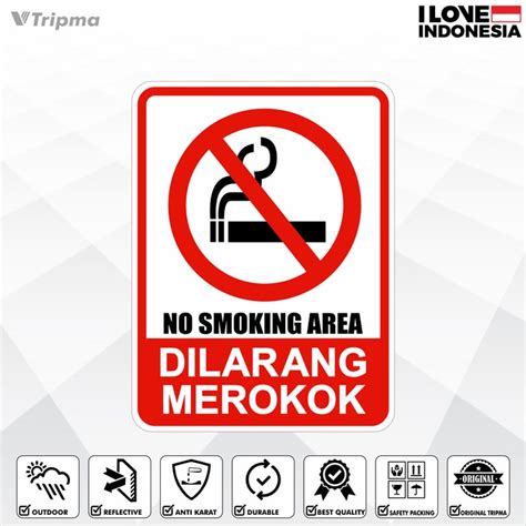 Jual Rambu No Smoking Dilarang Merokok 45cm X 60cm Plat Alumunium
