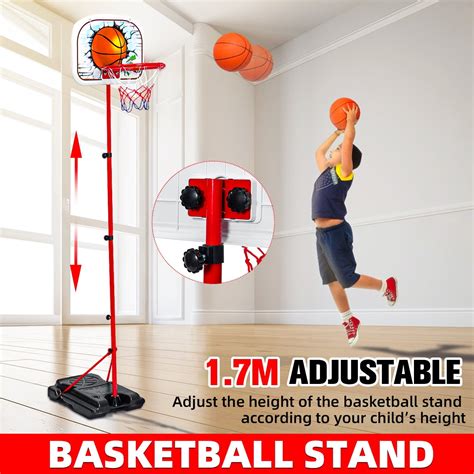 Adjustable Height Kid Basketball Hoop Set Basketball Stand Net Goal Set
