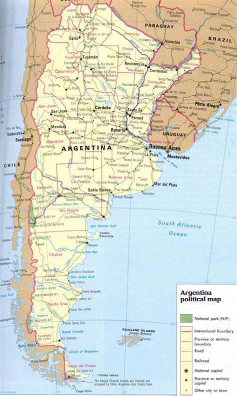 Большая политическая карта Аргентины с дорогами Аргентина Южная