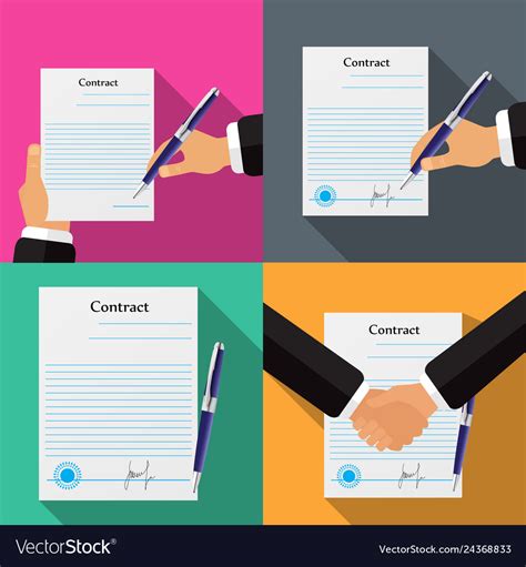 Set Of Four Different Contracts Royalty Free Vector Image