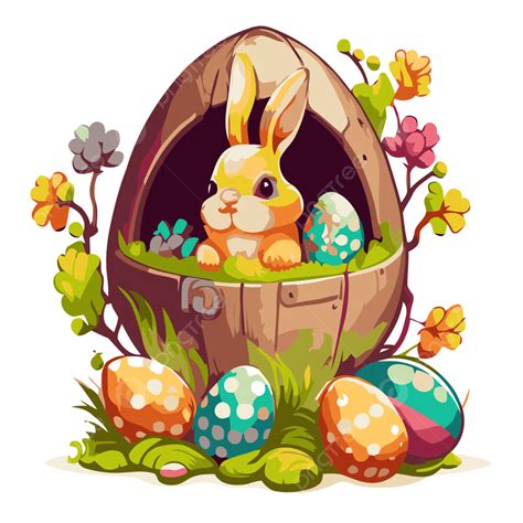 free easter egg hunt vector sticker clipart easter card illustration of rabbit with easter eggs