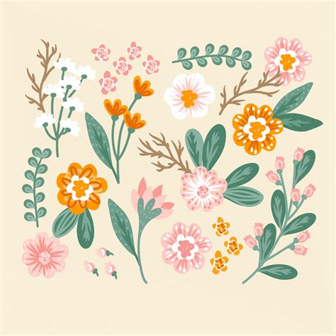 Vector Colorful Hand Drawn Flowers 376432 Vector Art at Vecteezy