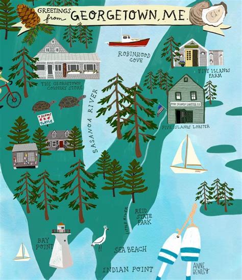 Georgetown Maine Illustrated Map Georgetown Illustrators On Instagram