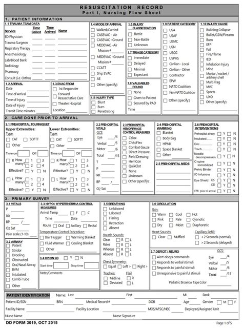 Dd Form 3019 Resuscitation Record Dd Forms