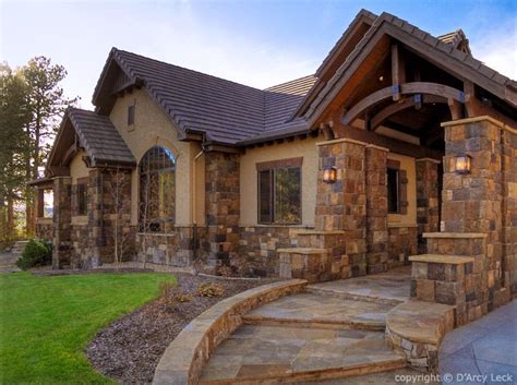 Sandstone garage with natural timber look electric door, the main building in grey. exterior, love stone colors and walkway | Brick exterior ...