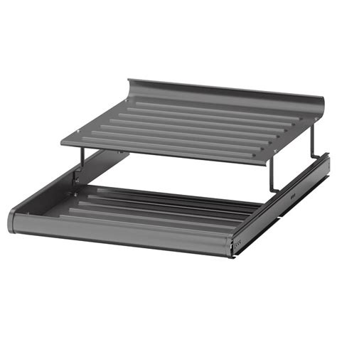 Pull out wire basket drawer soft close full extension wardrobe storage organiser. KOMPLEMENT Pull-out shoe shelf - dark gray. Shop here - IKEA