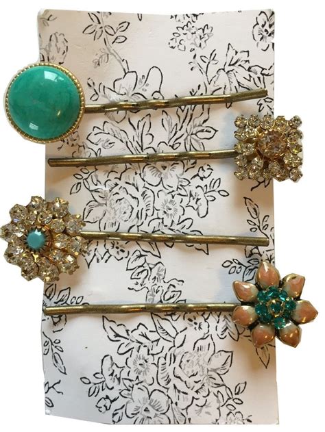 Anthropologie Bobby Pins Set With Crystals And Turquoise Hair