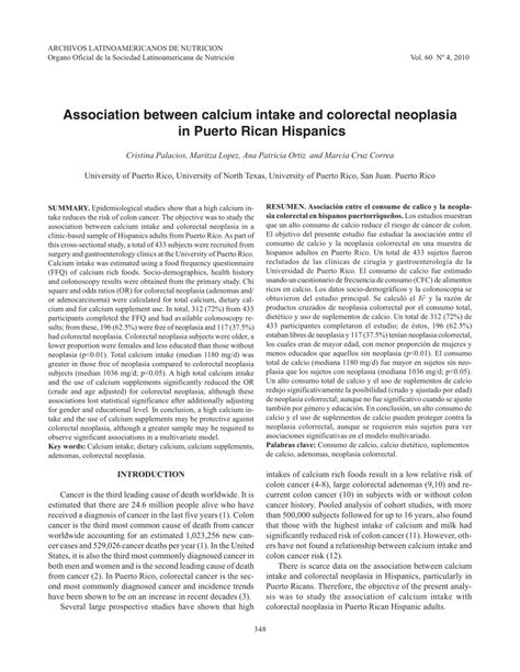 Pdf Association Between Calcium Intake And Colorectal Neoplasia In Puerto Rican Hispanics
