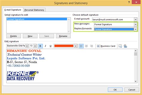 Create And Add Email Signature In Ms Outlook 2016