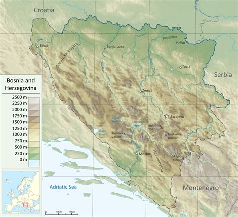 Bosnien Herzegovina Satelliten Karte