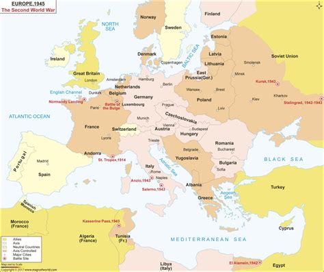 Europe 1945 And The Second World War Wall Map By Maps Of World Mapsales