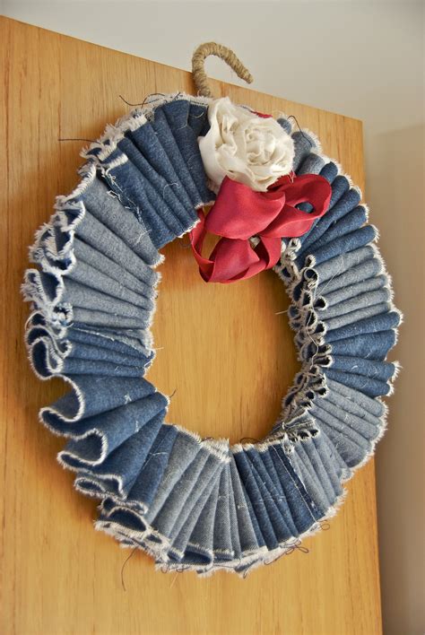 Denim Wreath Made From Old Denim Dresscountry Christmas