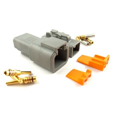 Deutsch Dtp 2 Pin Connector Plug Kit 14 12 Awg Gold Contacts Dtp04 2p