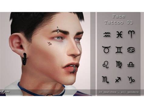 The Sims 4 Face Tattoo 03 By Quirkykyimu Sims 4 Piercings Sims 4