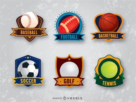 6 Insignias Deportivas Emblemas Descargar Vector