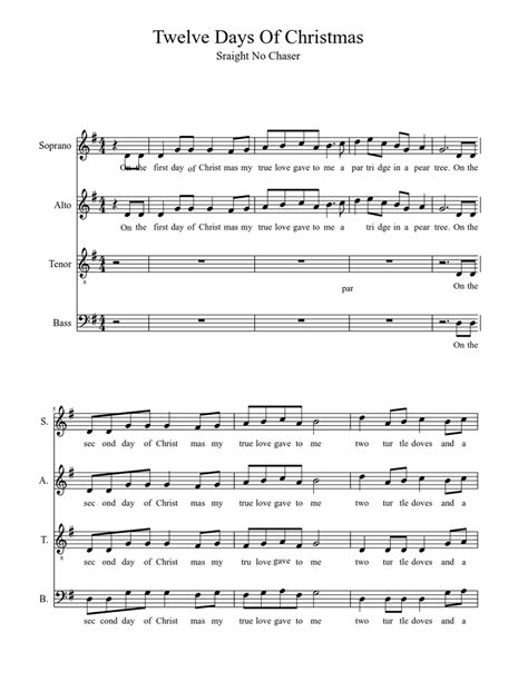 You've found the free sheet music and tab for the twelve days of christmas. Twelve Days of Christmas Sheet music for Bass (Solo ...