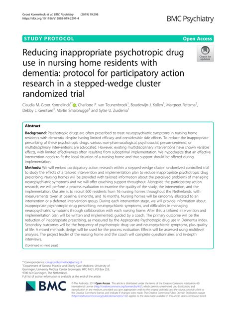 Pdf Reducing Inappropriate Psychotropic Drug Use In Nursing Home